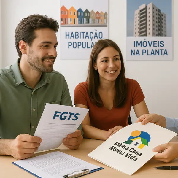 Casal se informando sobre o programa minha casa minha vida