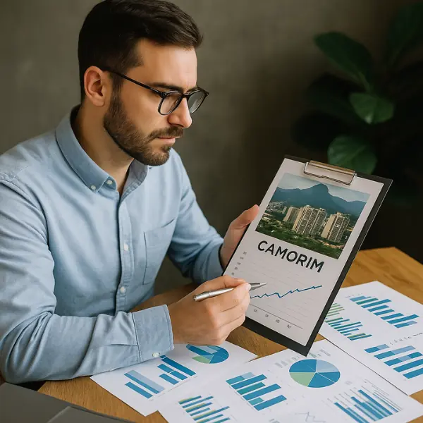 Profissional analisando mercado imobiliário do bairro Camorim