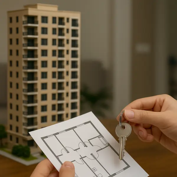 Uma pessoa comprando imóvel na planta.