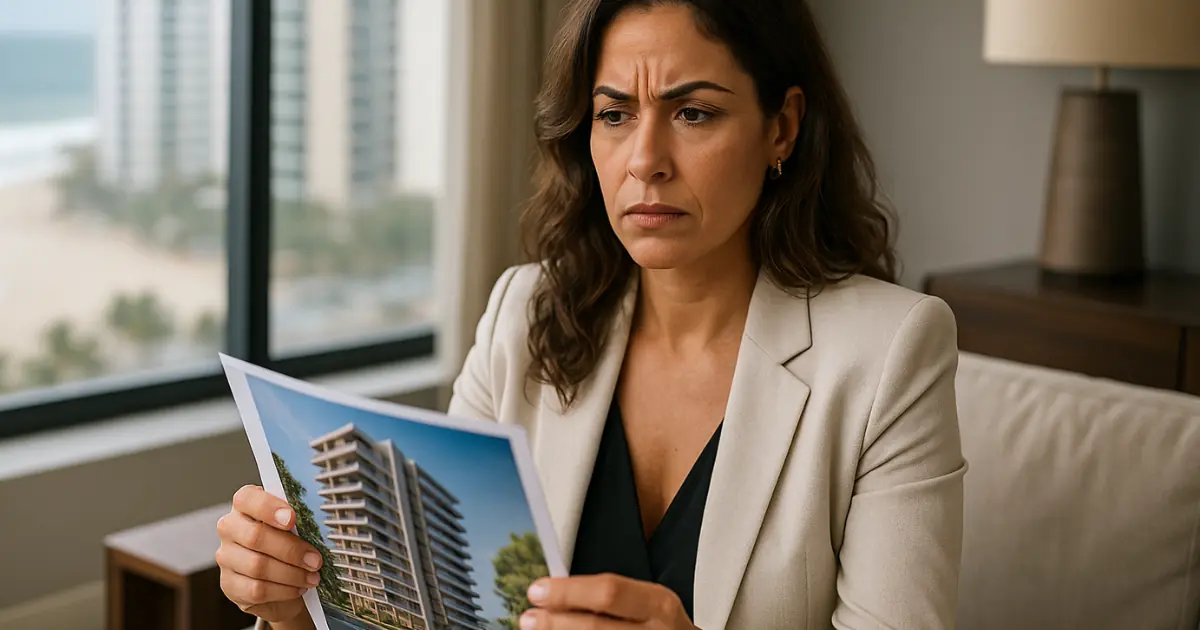 Mulher busca saber se a construtora é confiável